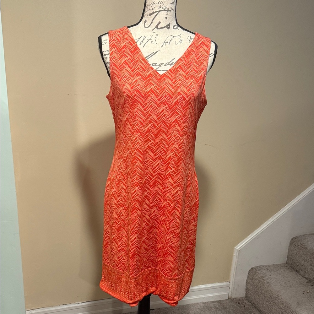 Orange Sleeveless Chevron Dress